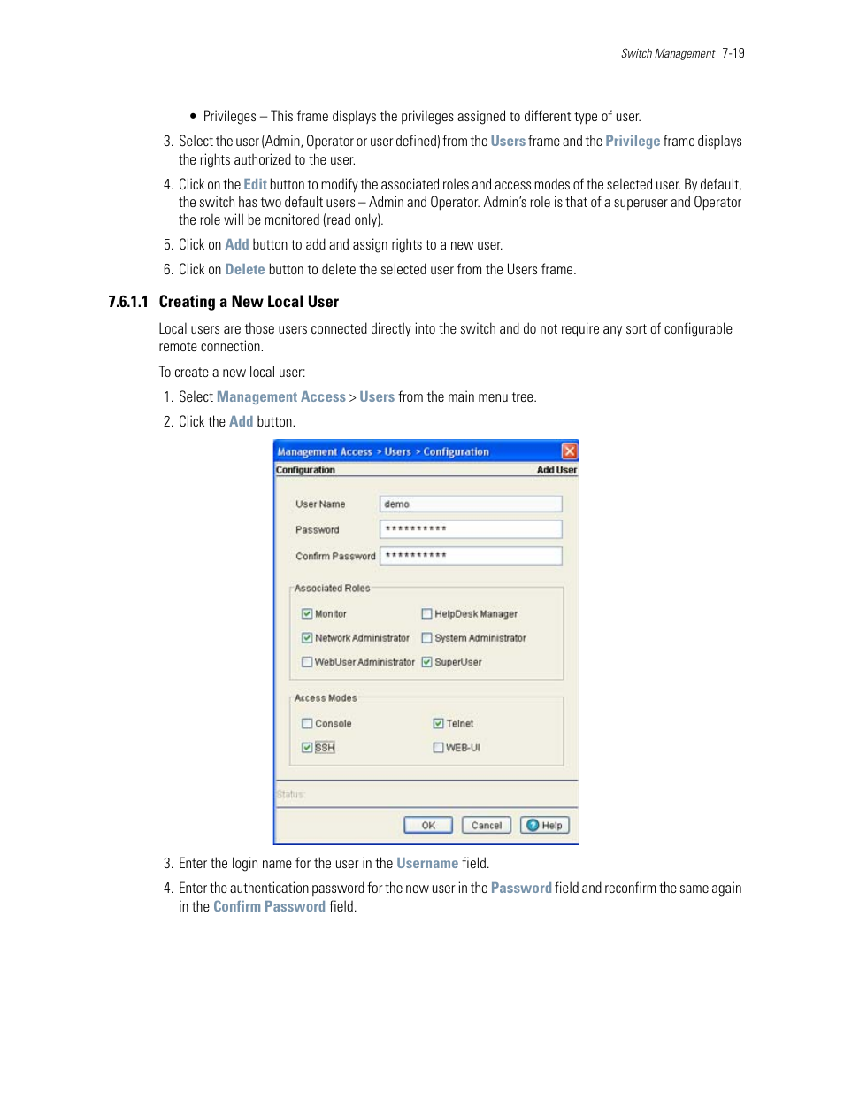 1 creating a new local user | Motorola Series Switch WS5100 User Manual | Page 327 / 364