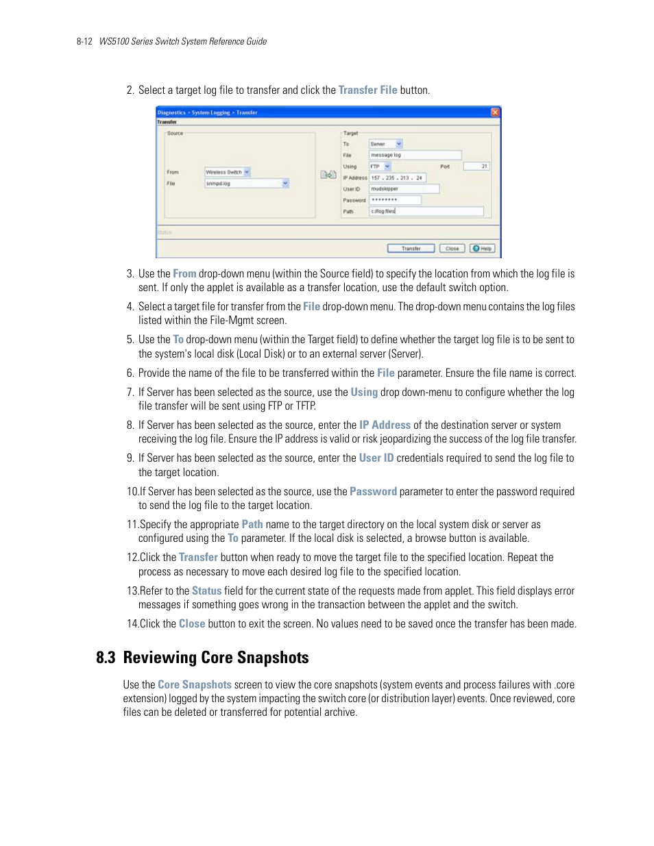 3 reviewing core snapshots, 3 reviewing core snapshots -12, Reviewing core snapshots | Motorola Series Switch WS5100 User Manual | Page 348 / 364