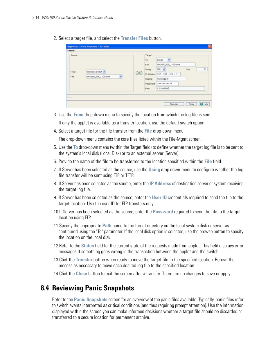 4 reviewing panic snapshots, 4 reviewing panic snapshots -14, Reviewing panic snapshots | Motorola Series Switch WS5100 User Manual | Page 350 / 364