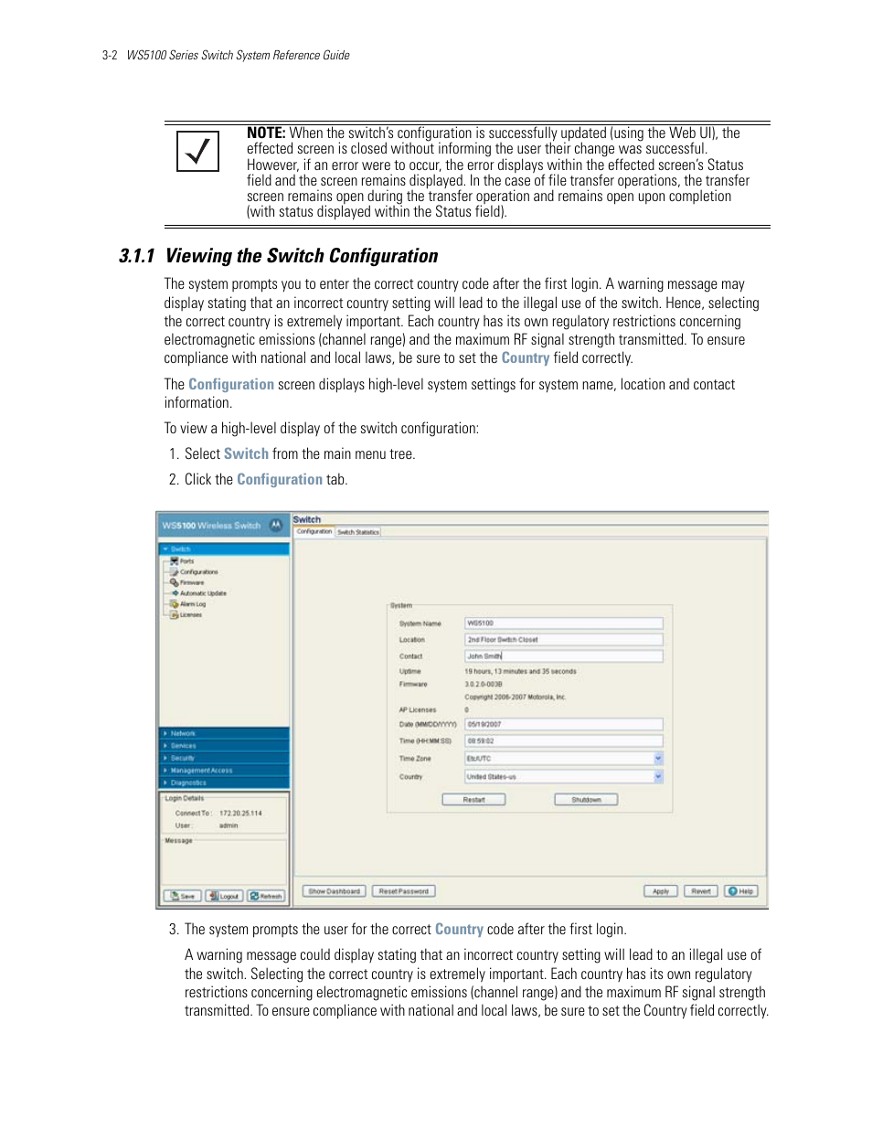 1 viewing the switch configuration, 1 viewing the switch configuration -2, Viewing the switch configuration | Motorola Series Switch WS5100 User Manual | Page 46 / 364