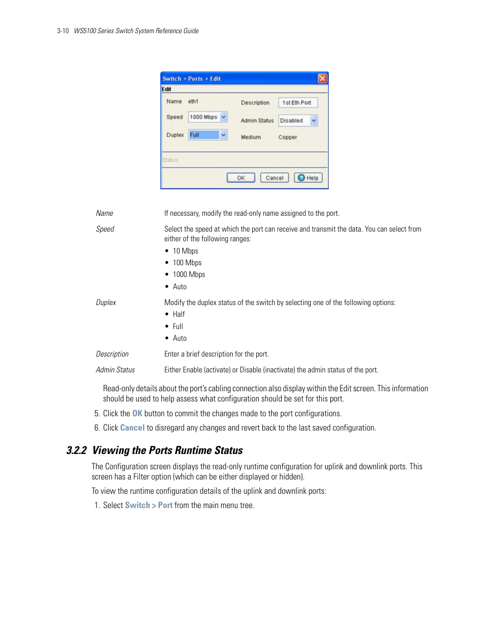 2 viewing the ports runtime status, 2 viewing the ports runtime status -10 | Motorola Series Switch WS5100 User Manual | Page 54 / 364