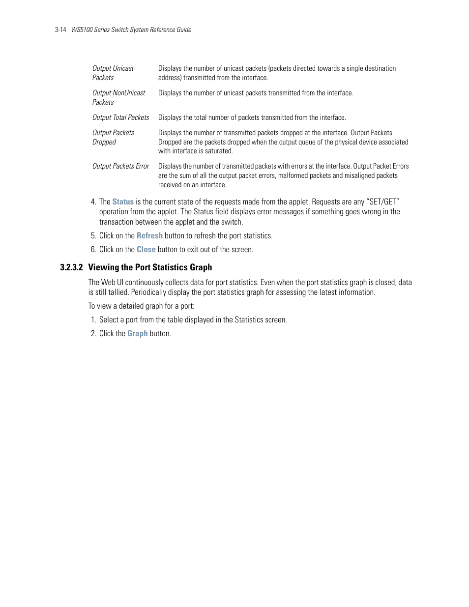 2 viewing the port statistics graph | Motorola Series Switch WS5100 User Manual | Page 58 / 364