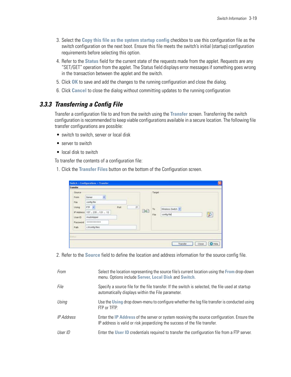 3 transferring a config file, 3 transferring a config file -19 | Motorola Series Switch WS5100 User Manual | Page 63 / 364