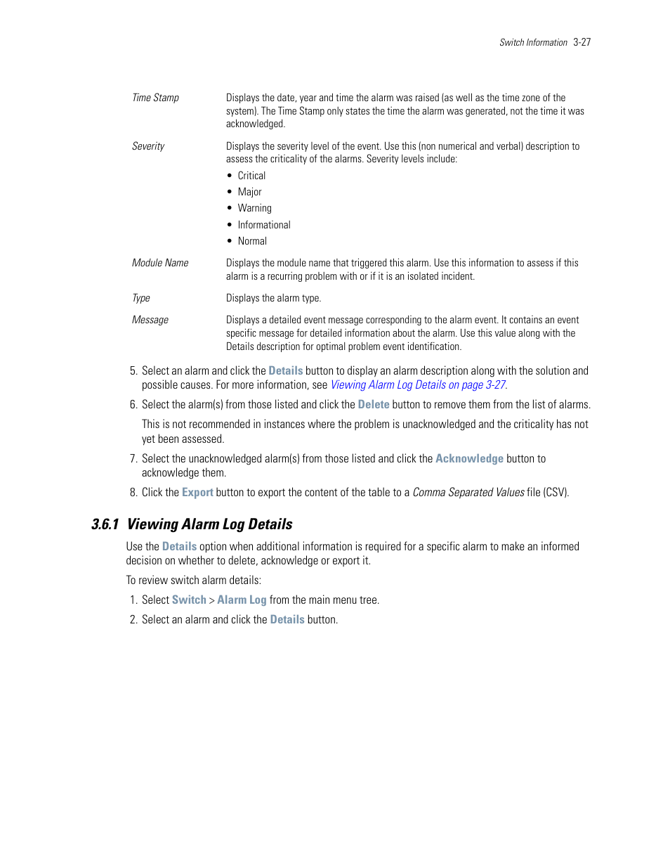 1 viewing alarm log details, 1 viewing alarm log details -27 | Motorola Series Switch WS5100 User Manual | Page 71 / 364