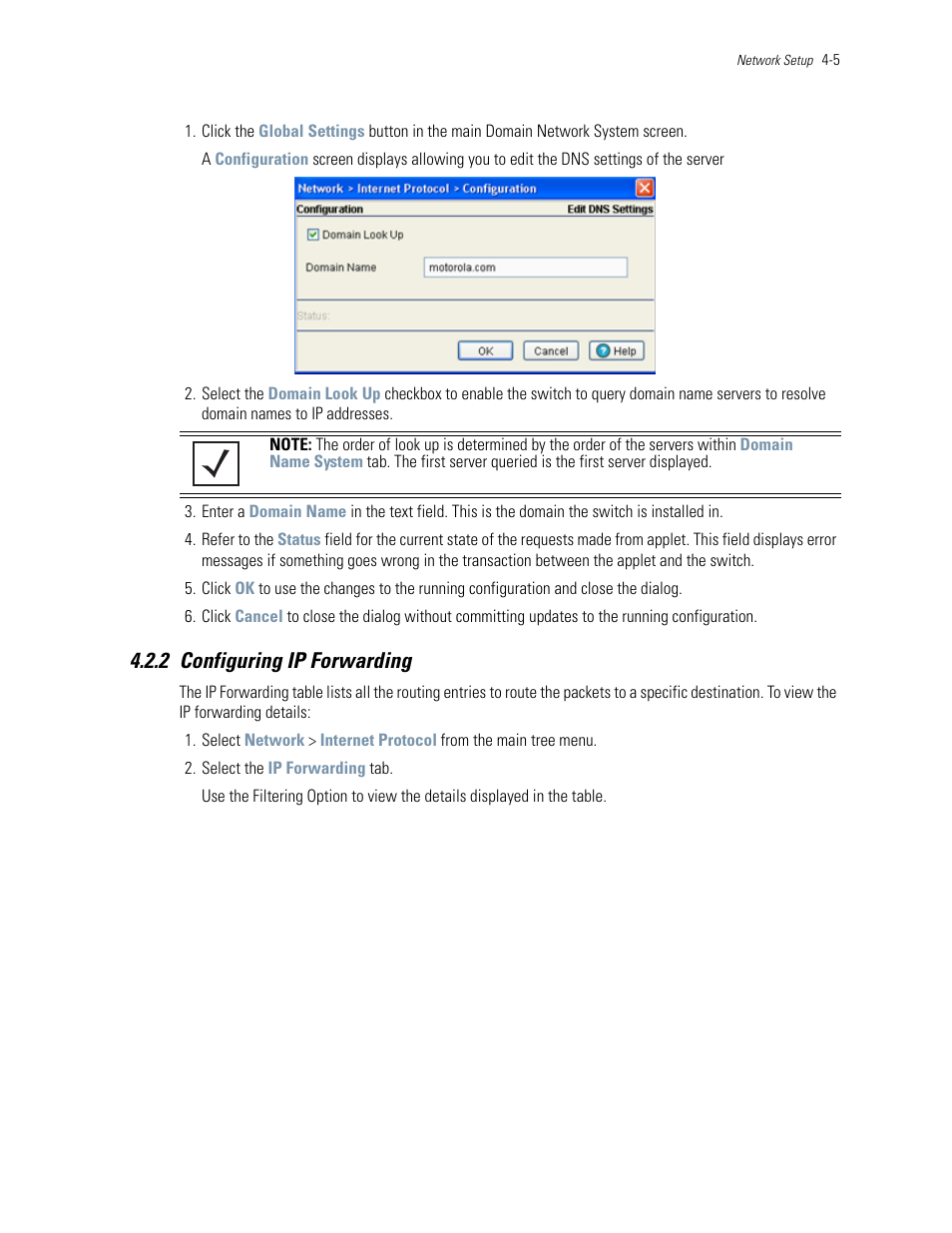 2 configuring ip forwarding, 2 configuring ip forwarding -5, Configuring ip forwarding | Motorola Series Switch WS5100 User Manual | Page 79 / 364