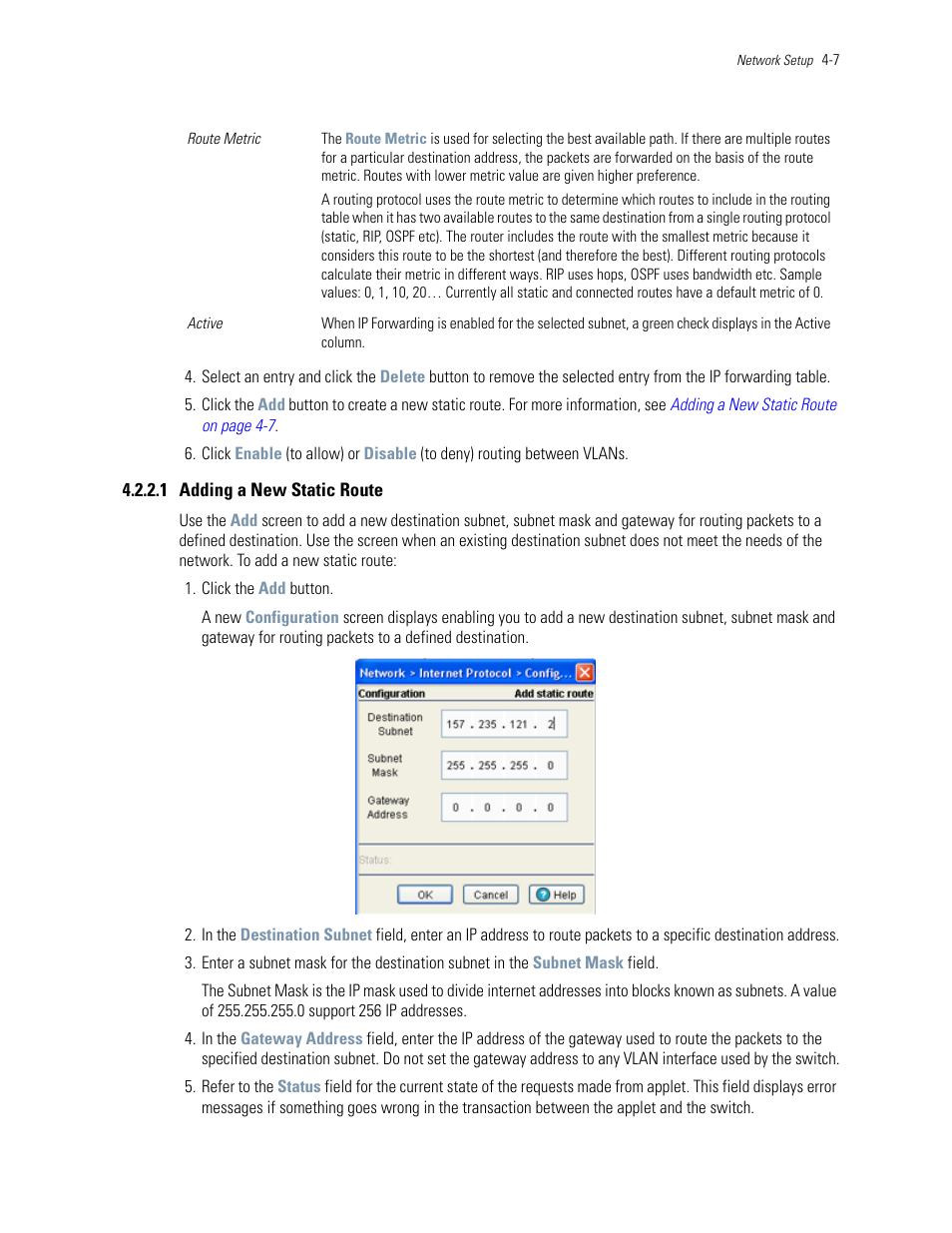 1 adding a new static route | Motorola Series Switch WS5100 User Manual | Page 81 / 364