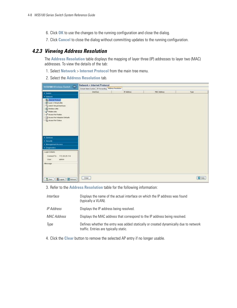 3 viewing address resolution, 3 viewing address resolution -8, Viewing address resolution | Motorola Series Switch WS5100 User Manual | Page 82 / 364