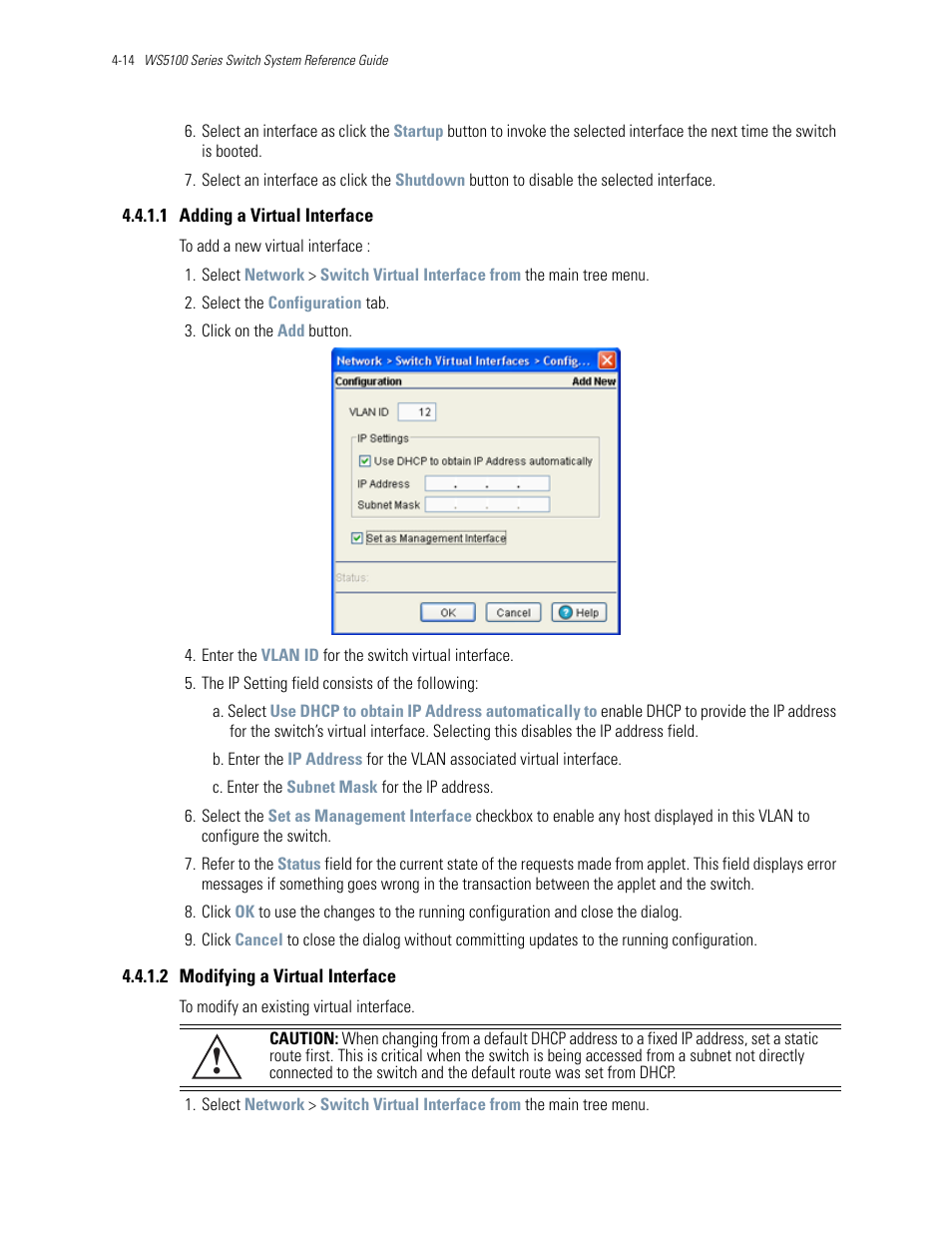 1 adding a virtual interface, 2 modifying a virtual interface | Motorola Series Switch WS5100 User Manual | Page 88 / 364