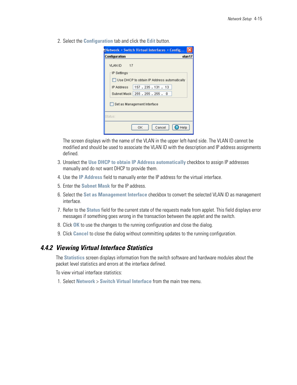 2 viewing virtual interface statistics, 2 viewing virtual interface statistics -15 | Motorola Series Switch WS5100 User Manual | Page 89 / 364