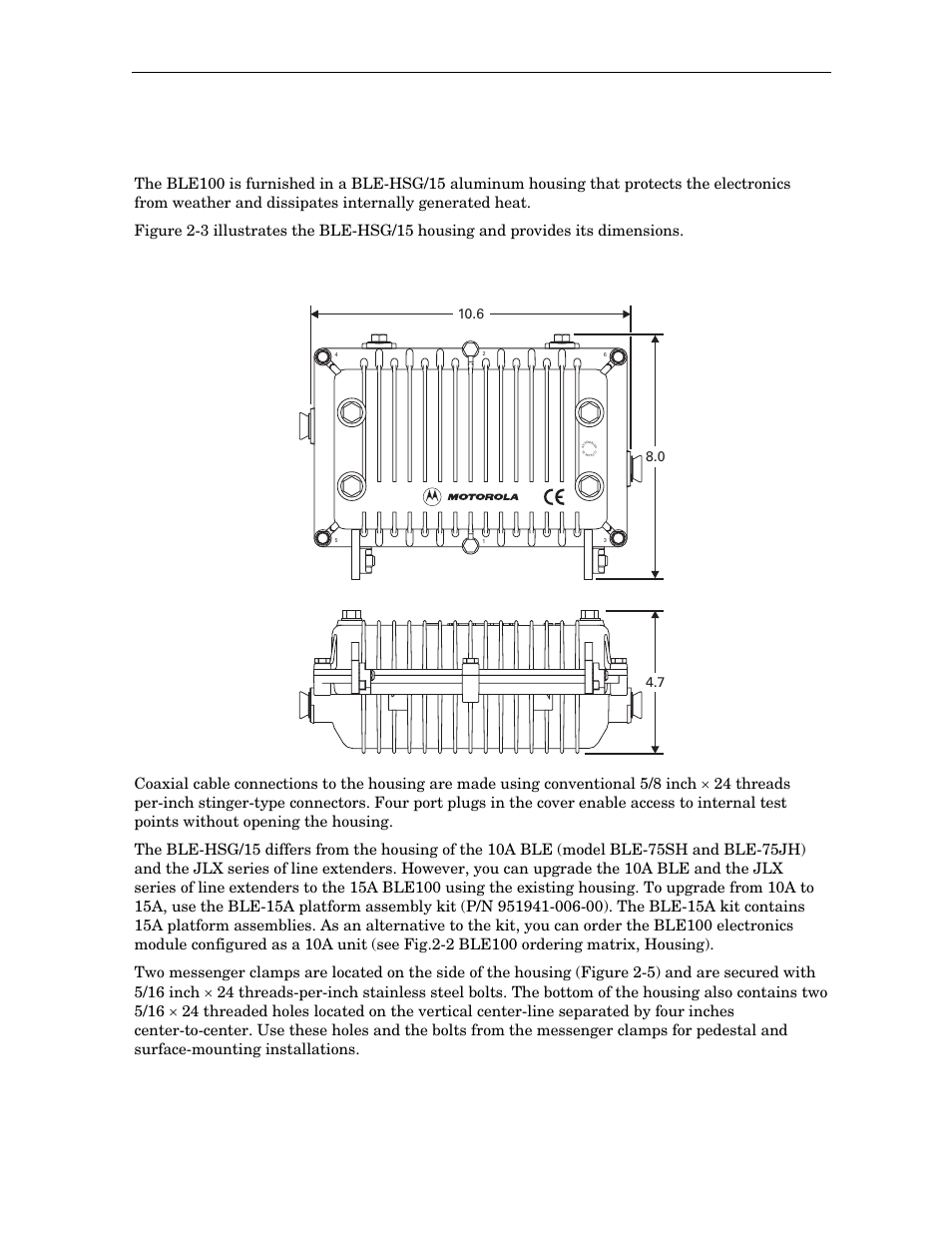 Housing, Ble100 installation and operation manual | Motorola BLE100 User Manual | Page 14 / 48