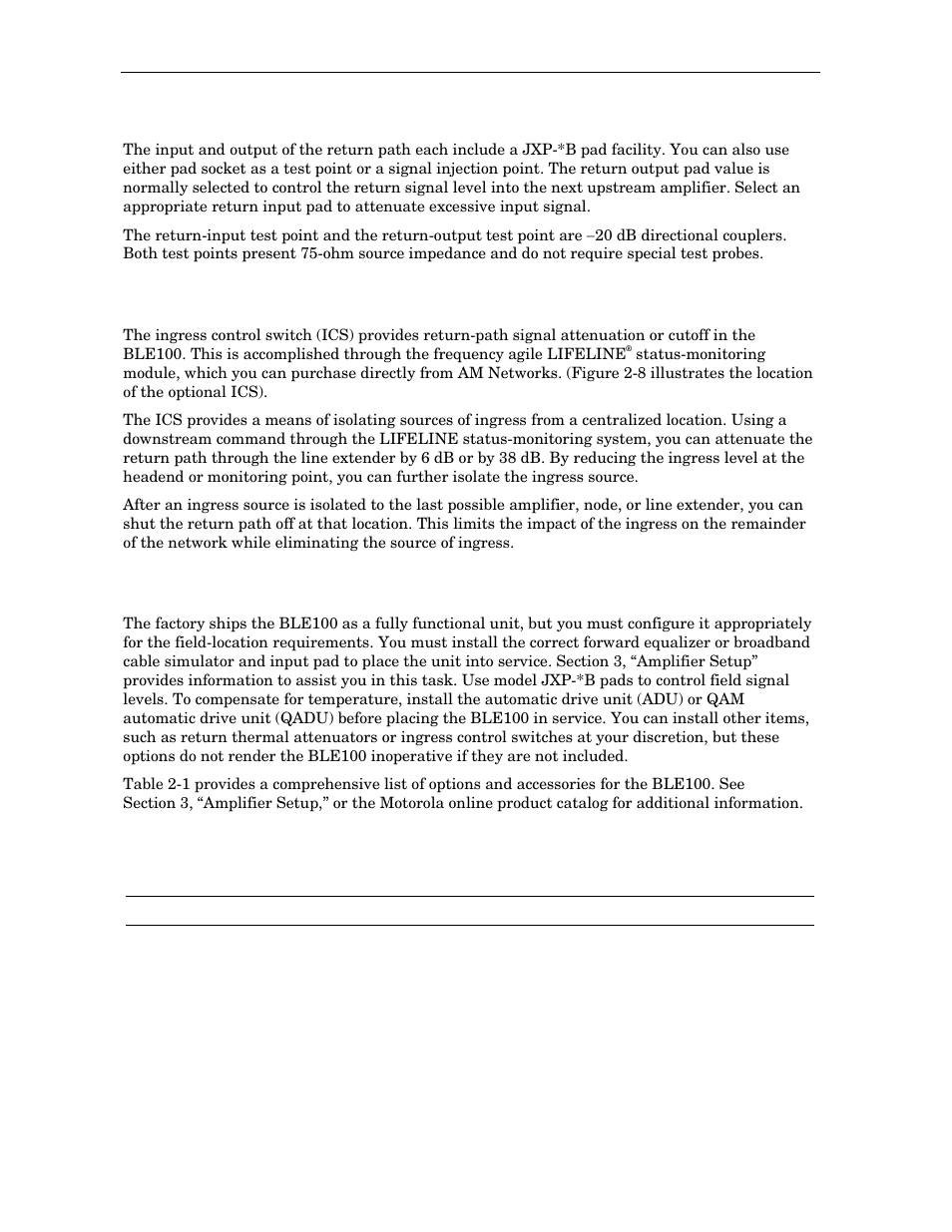 Ingress control switch, Options and accessories | Motorola BLE100 User Manual | Page 19 / 48