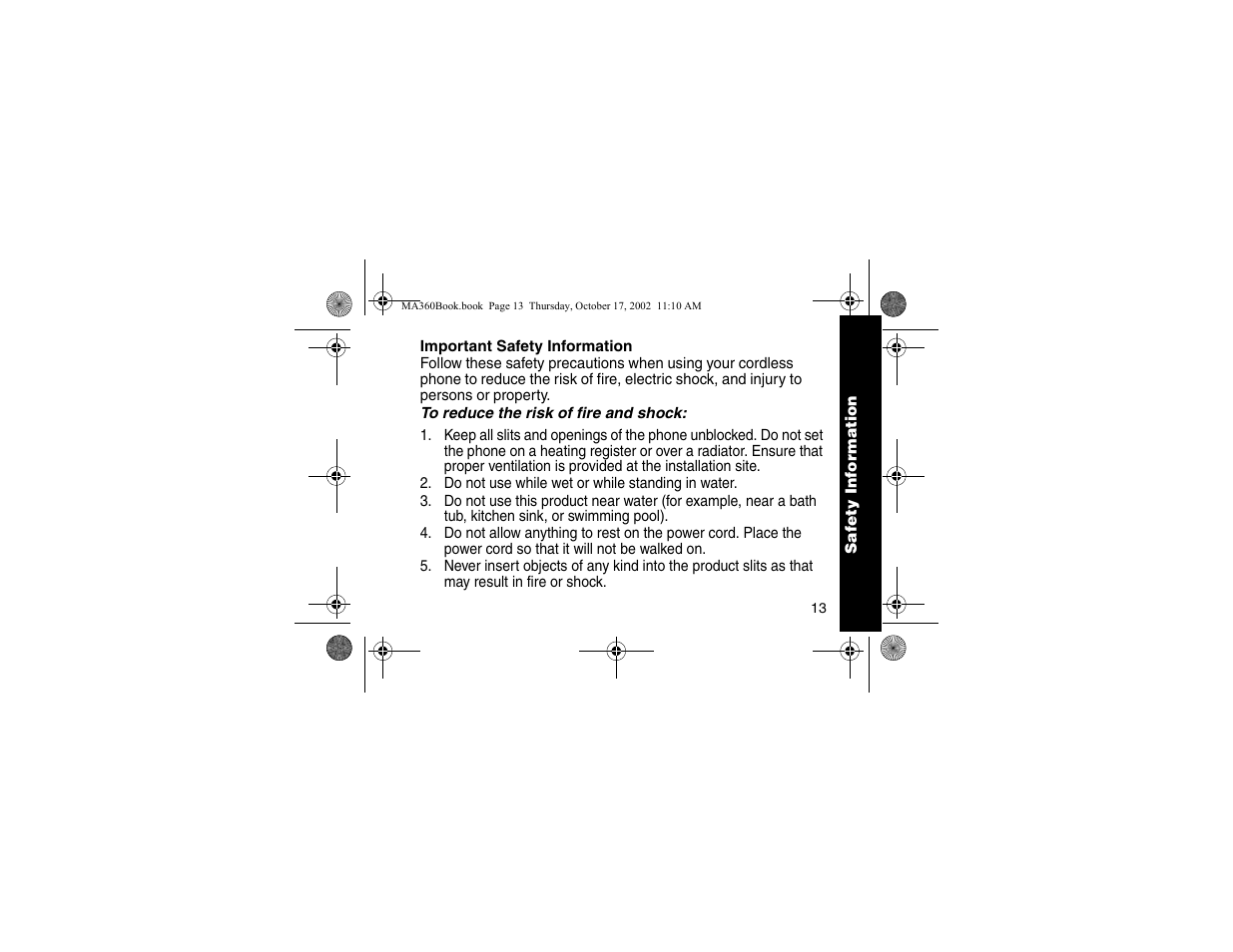 Important safety information | Motorola MA360 Series User Manual | Page 17 / 68