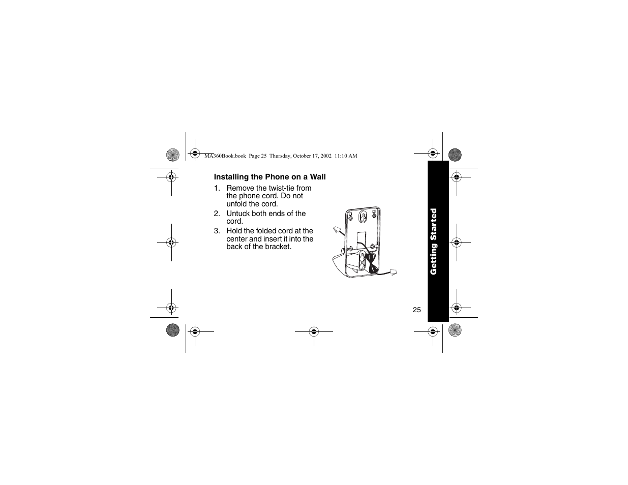 Installing the phone on a wall, Installing the phone, On a wall | Motorola MA360 Series User Manual | Page 29 / 68