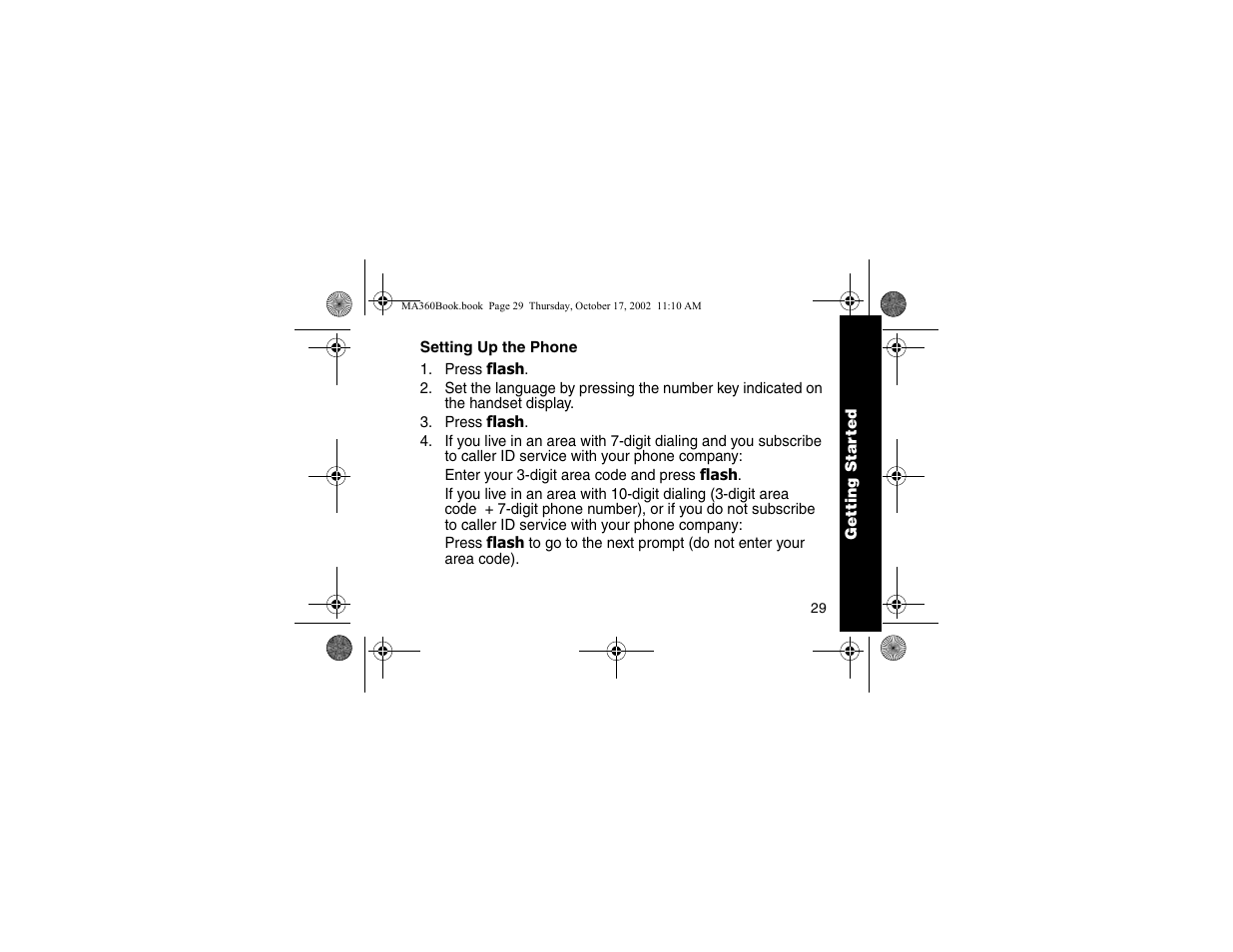 Setting up the phone | Motorola MA360 Series User Manual | Page 33 / 68