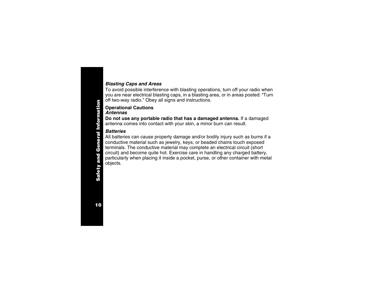 Operational cautions | Motorola T6250 User Manual | Page 12 / 68