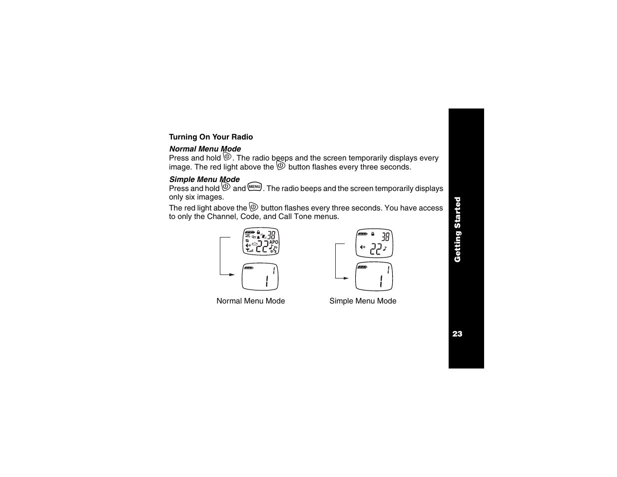 Turning on your radio | Motorola T6250 User Manual | Page 25 / 68