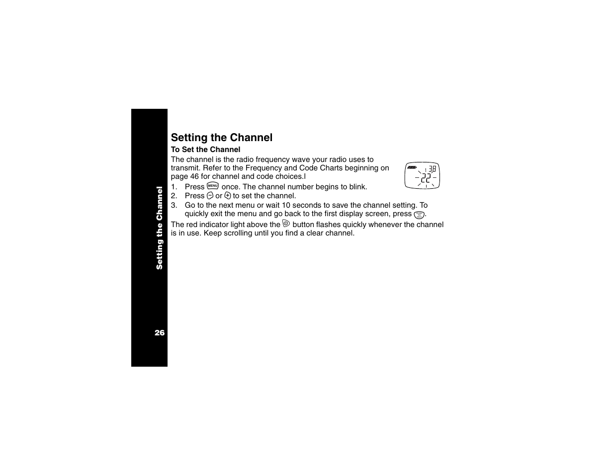 Setting the channel, To set the channel | Motorola T6250 User Manual | Page 28 / 68