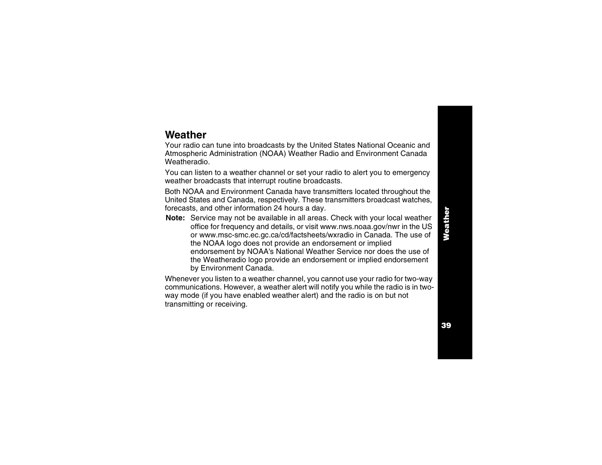 Weather | Motorola T6250 User Manual | Page 41 / 68