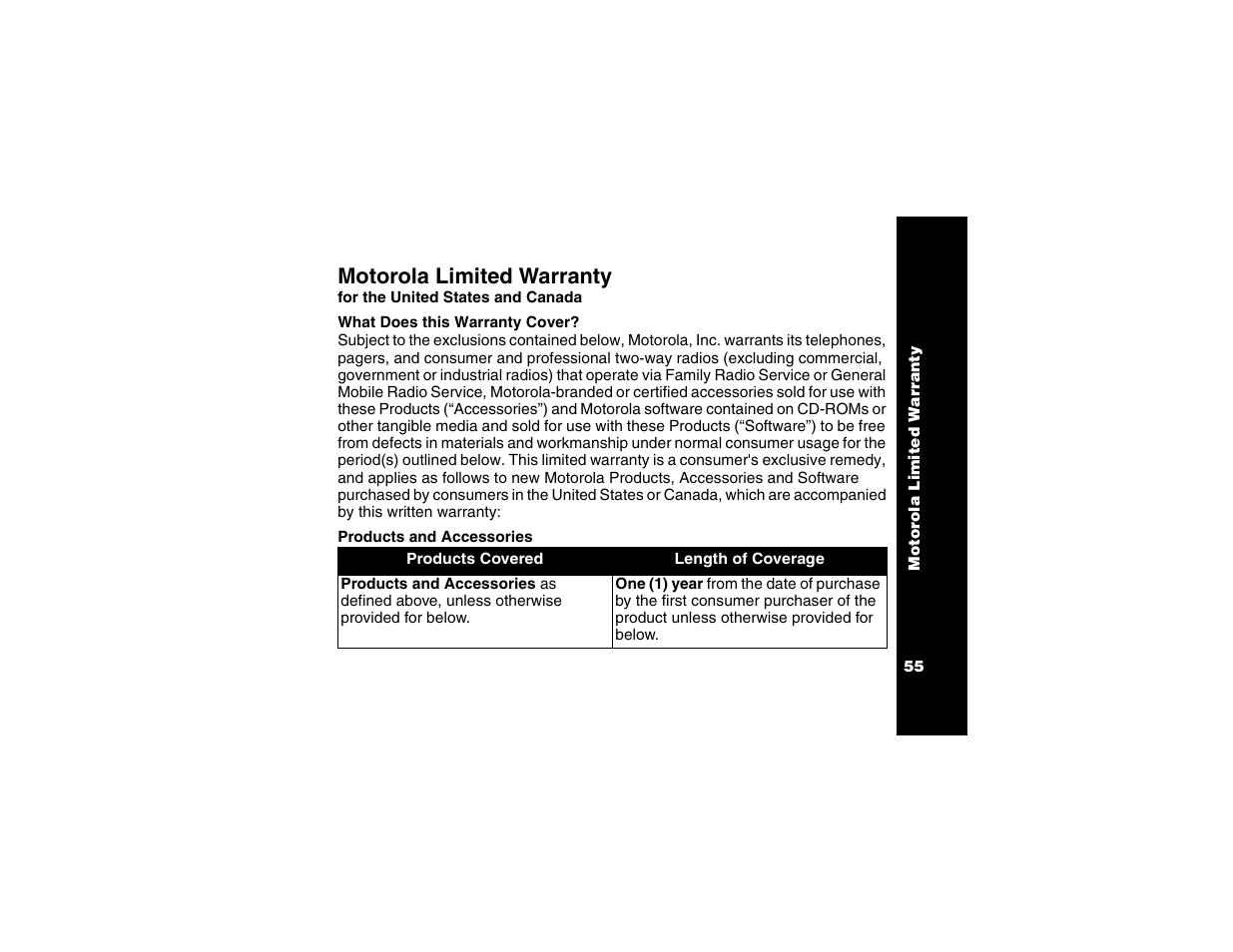 Motorola limited warranty | Motorola T6250 User Manual | Page 57 / 68