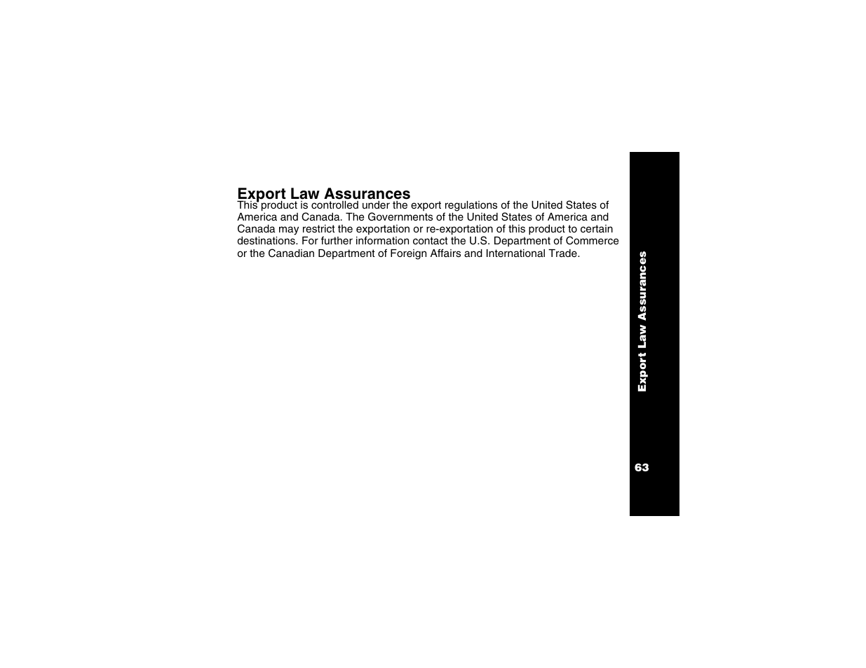 Export law assurances | Motorola T6250 User Manual | Page 65 / 68