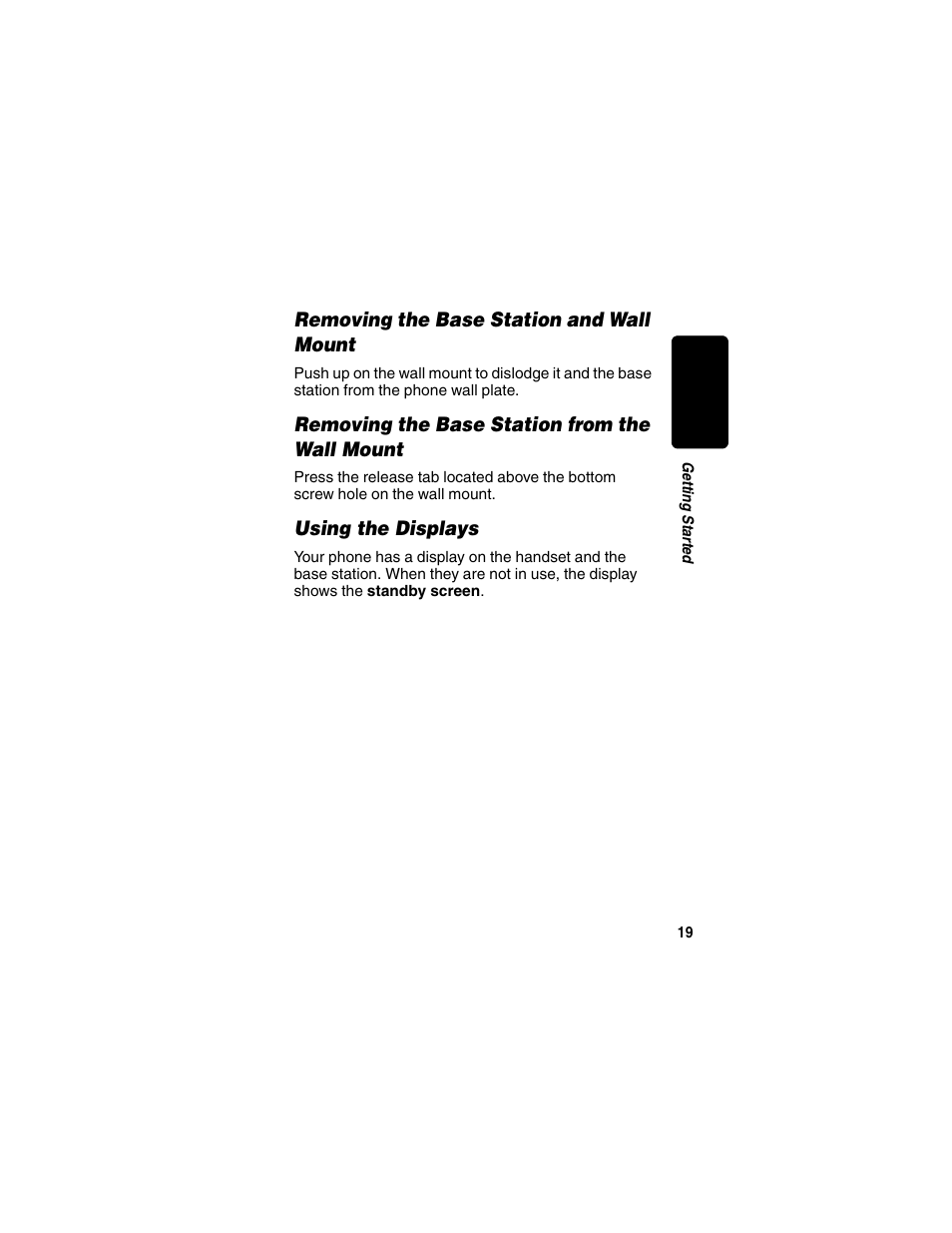 Removing the base station and wall mount, Removing the base station from the wall mount, Using the displays | Removing the wall mount using the displays, Re l im in a r y | Motorola MD470 Series User Manual | Page 21 / 62
