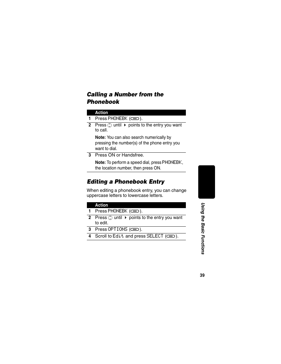 Calling a number from the phonebook, Editing a phonebook entry, Re l im in a r y | Motorola MD470 Series User Manual | Page 41 / 62