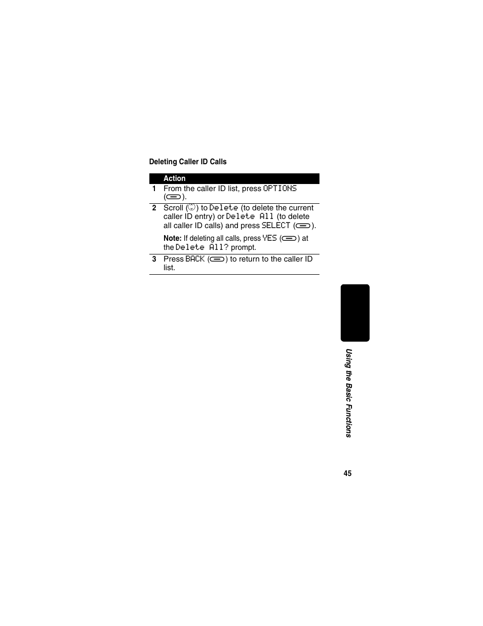 Deleting caller id calls, Re l im in a r y | Motorola MD470 Series User Manual | Page 47 / 62