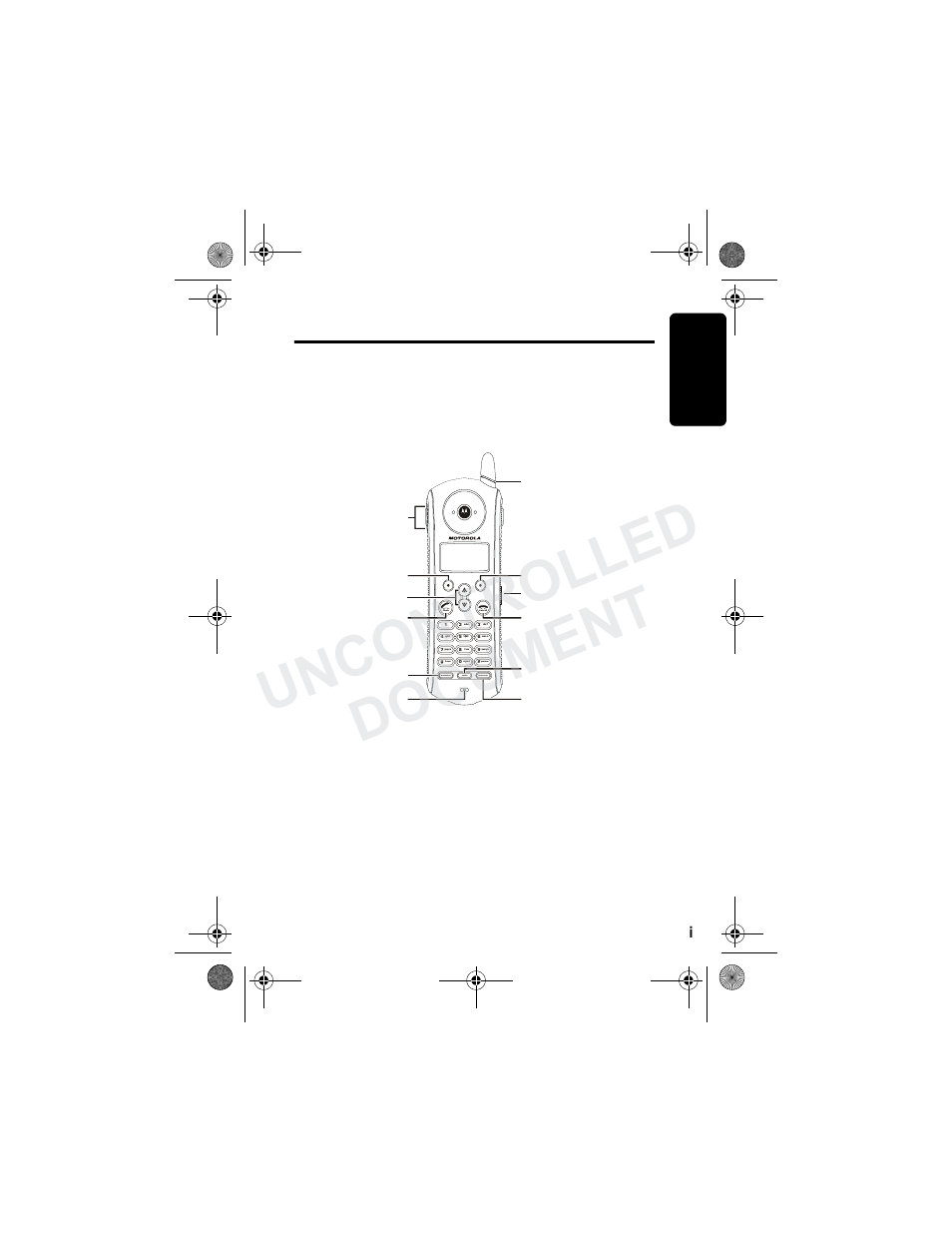 Welcome, Uncontrolled document, Handset overview | Wel c o me | Motorola MD790 Series User Manual | Page 2 / 70