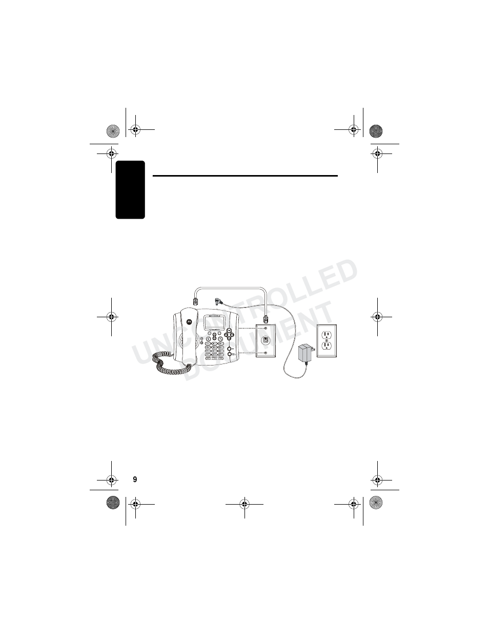 Installation, Installing the phone on a desk, Uncontrolled document | Motorola MD790 Series User Manual | Page 25 / 70