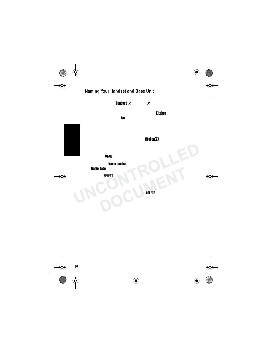 Naming your handset and base unit, Uncontrolled document | Motorola MD790 Series User Manual | Page 31 / 70