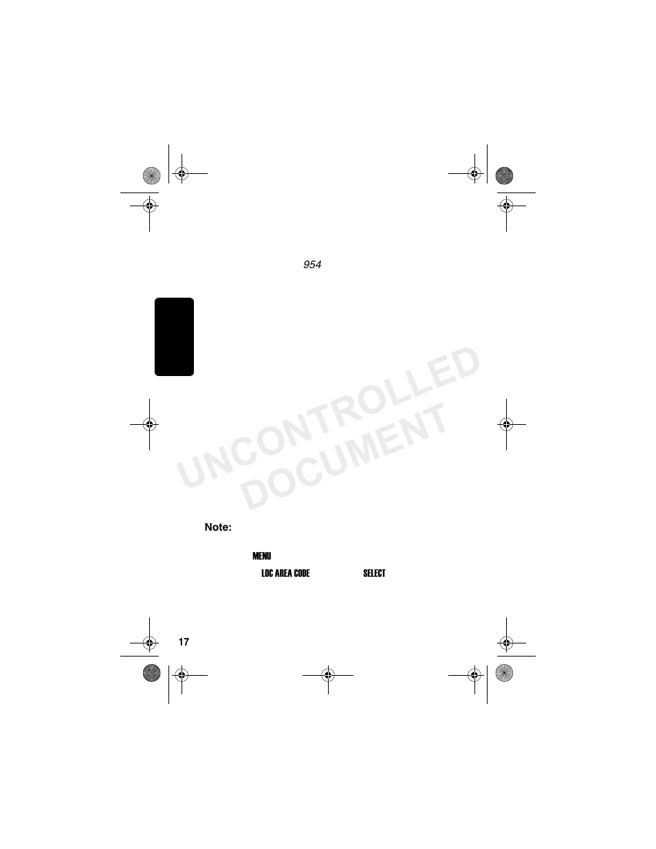 Storing area codes for caller id, Uncontrolled document | Motorola MD790 Series User Manual | Page 33 / 70