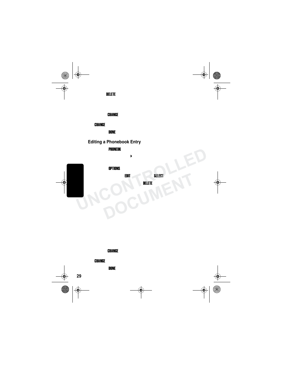 Editing a phonebook entry, Re l im in a r y, Uncontrolled document | Motorola MD790 Series User Manual | Page 45 / 70