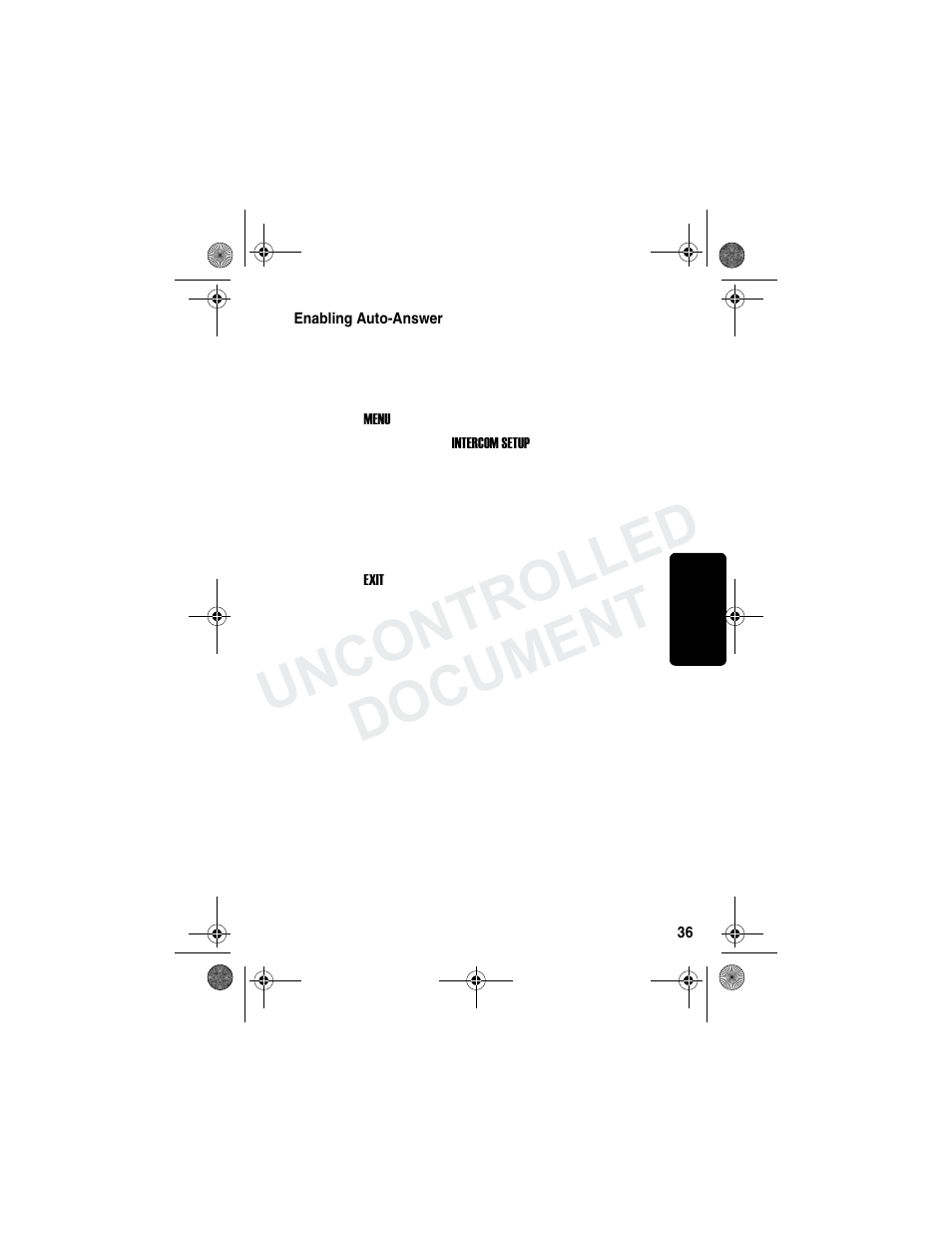 Enabling auto-answer, Document, Re l im in ar y | Uncontrolled document | Motorola MD790 Series User Manual | Page 52 / 70
