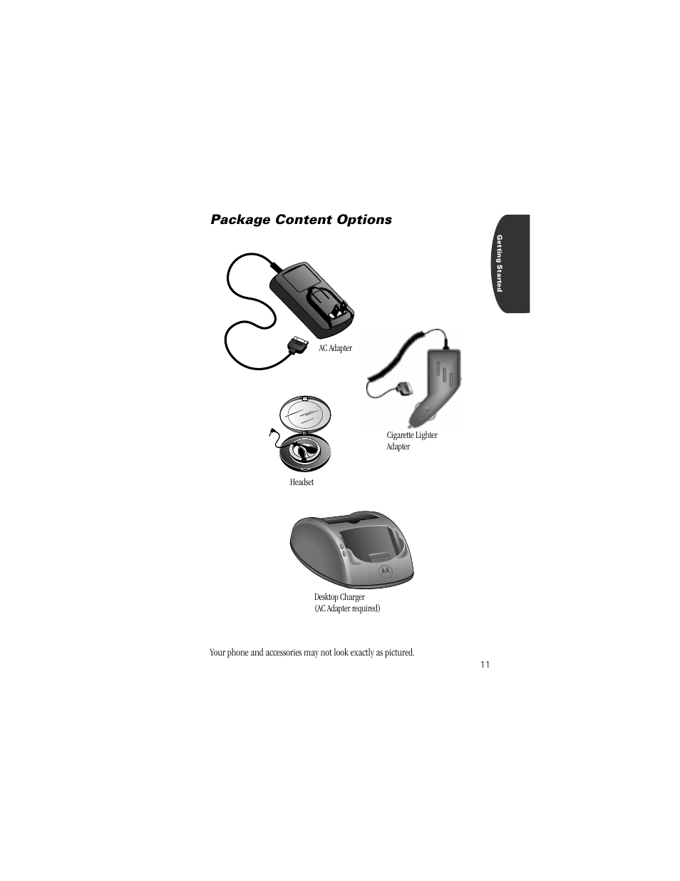 Package content options | Motorola Digital StarTAC wireless phone User Manual | Page 11 / 143