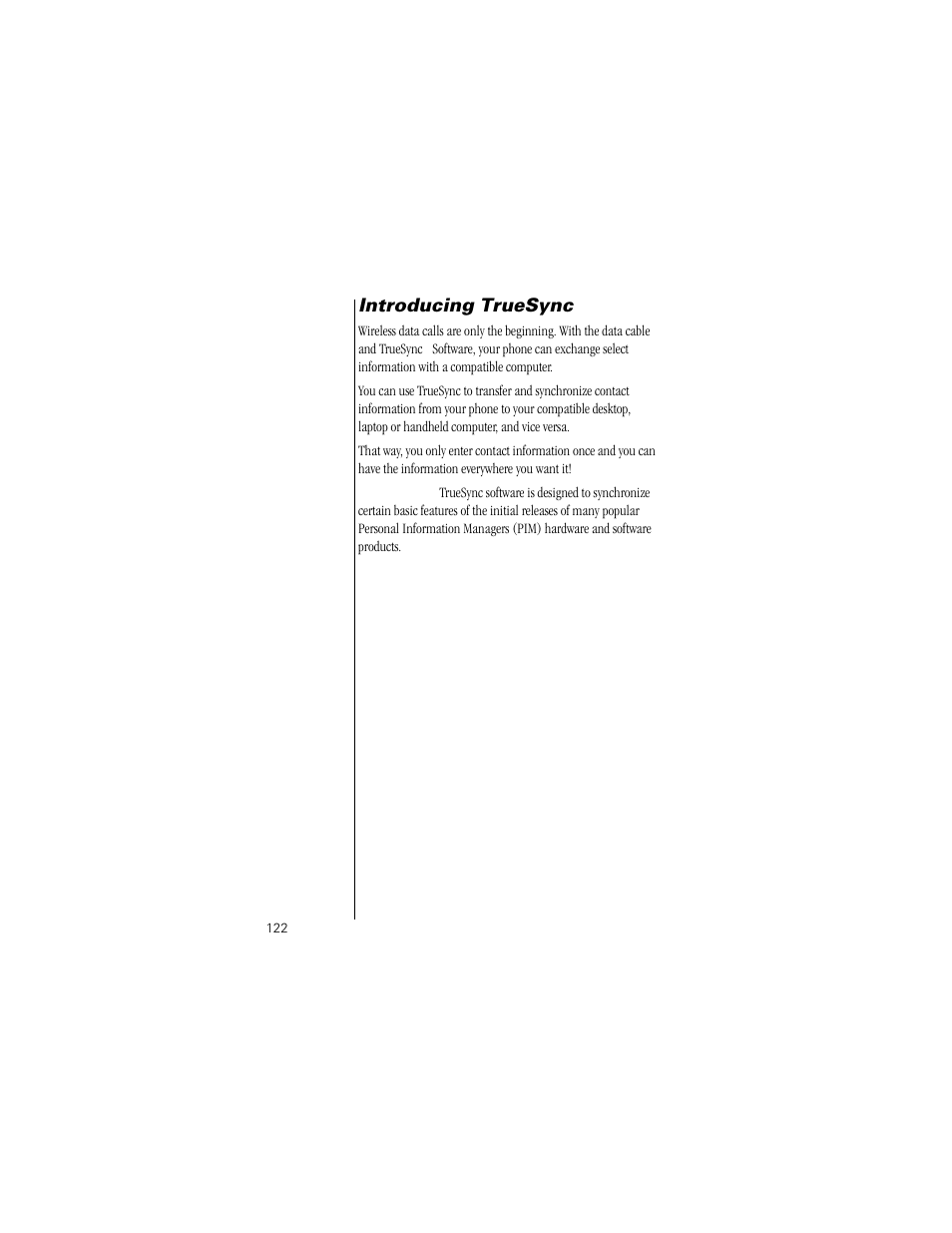 Introducing truesync | Motorola Digital StarTAC wireless phone User Manual | Page 122 / 143