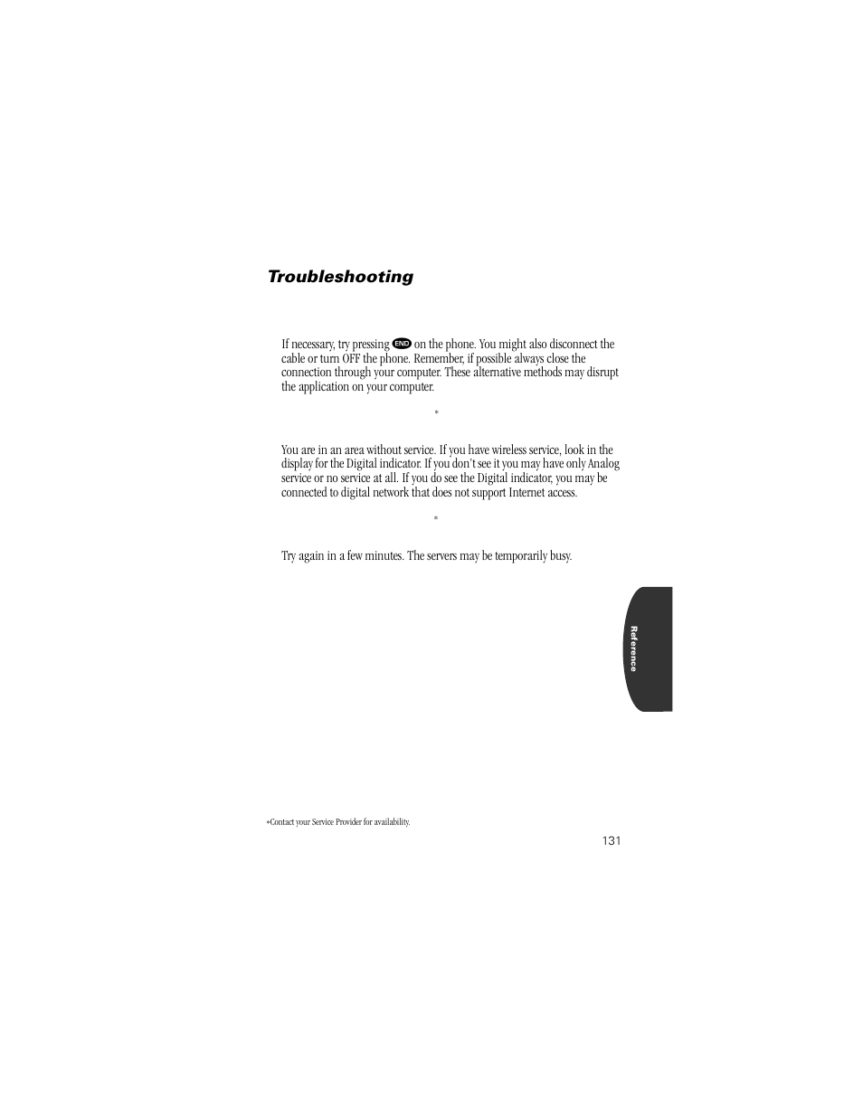 Troubleshooting | Motorola Digital StarTAC wireless phone User Manual | Page 131 / 143