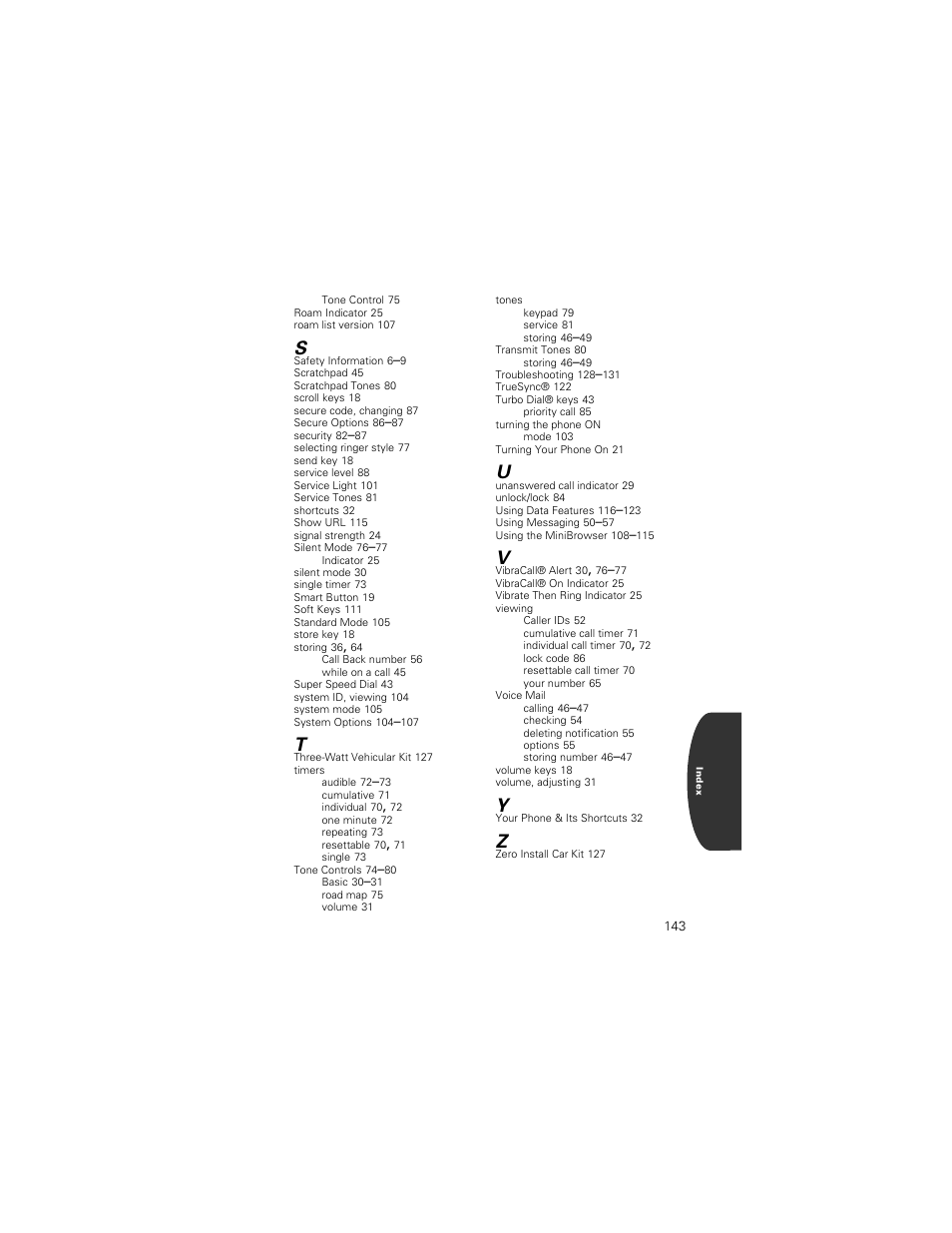 Motorola Digital StarTAC wireless phone User Manual | Page 143 / 143