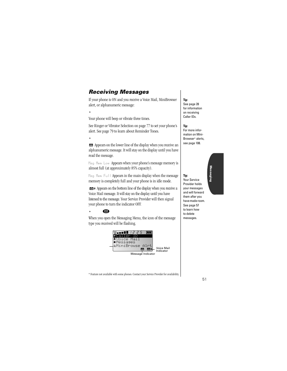 Receiving messages | Motorola Digital StarTAC wireless phone User Manual | Page 51 / 143