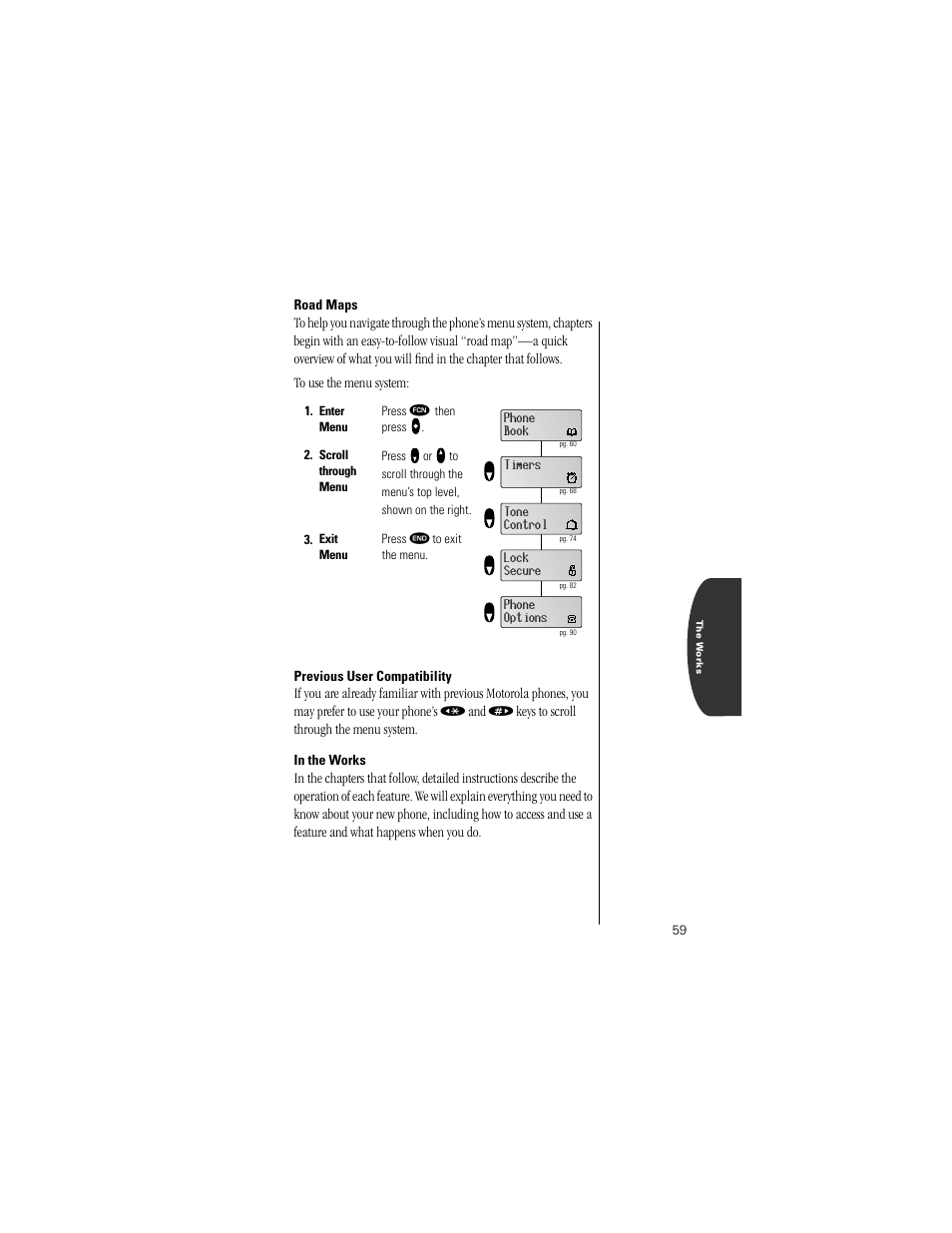 Road maps, Previous user compatibility, In the works | Motorola Digital StarTAC wireless phone User Manual | Page 59 / 143