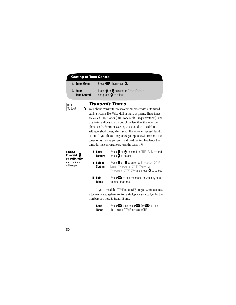Transmit tones, Pg. 80 | Motorola Digital StarTAC wireless phone User Manual | Page 80 / 143