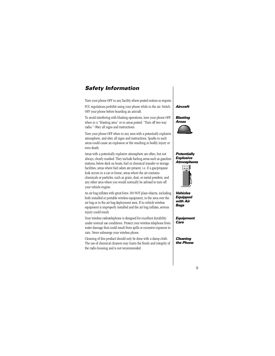Safety information | Motorola Digital StarTAC wireless phone User Manual | Page 9 / 143