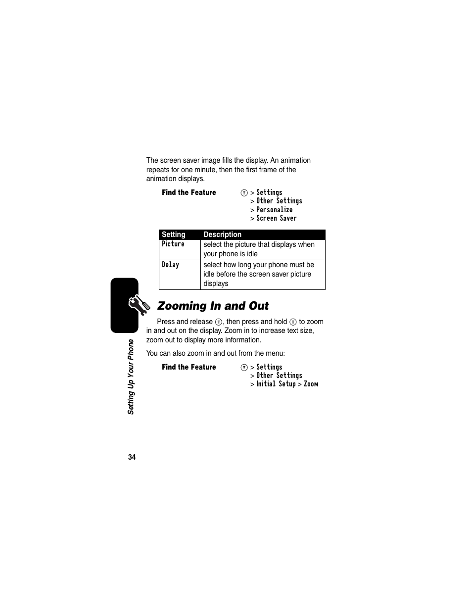 Zooming in and out | Motorola CDMA User Manual | Page 36 / 74