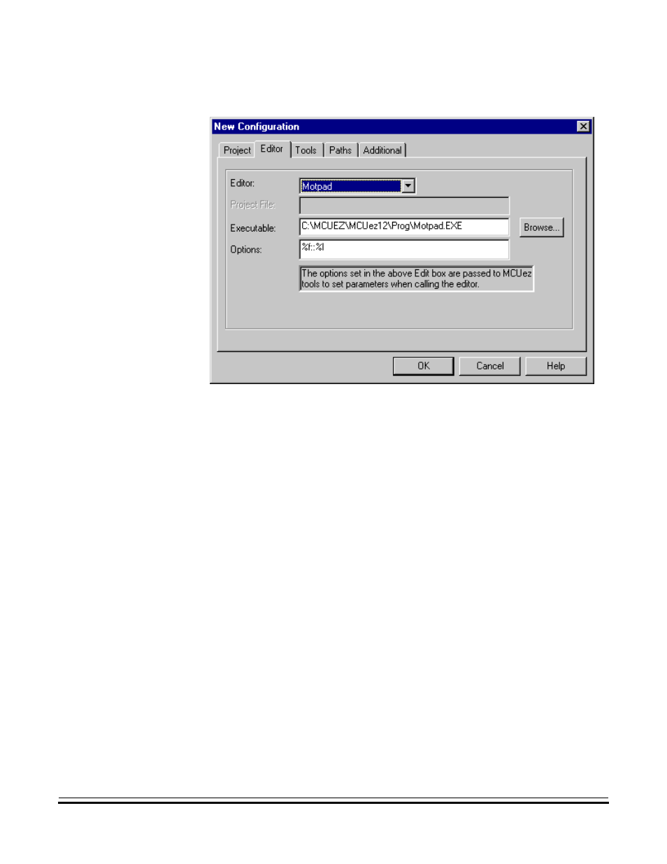 New configuration dialog box | Motorola HC12 User Manual | Page 27 / 328