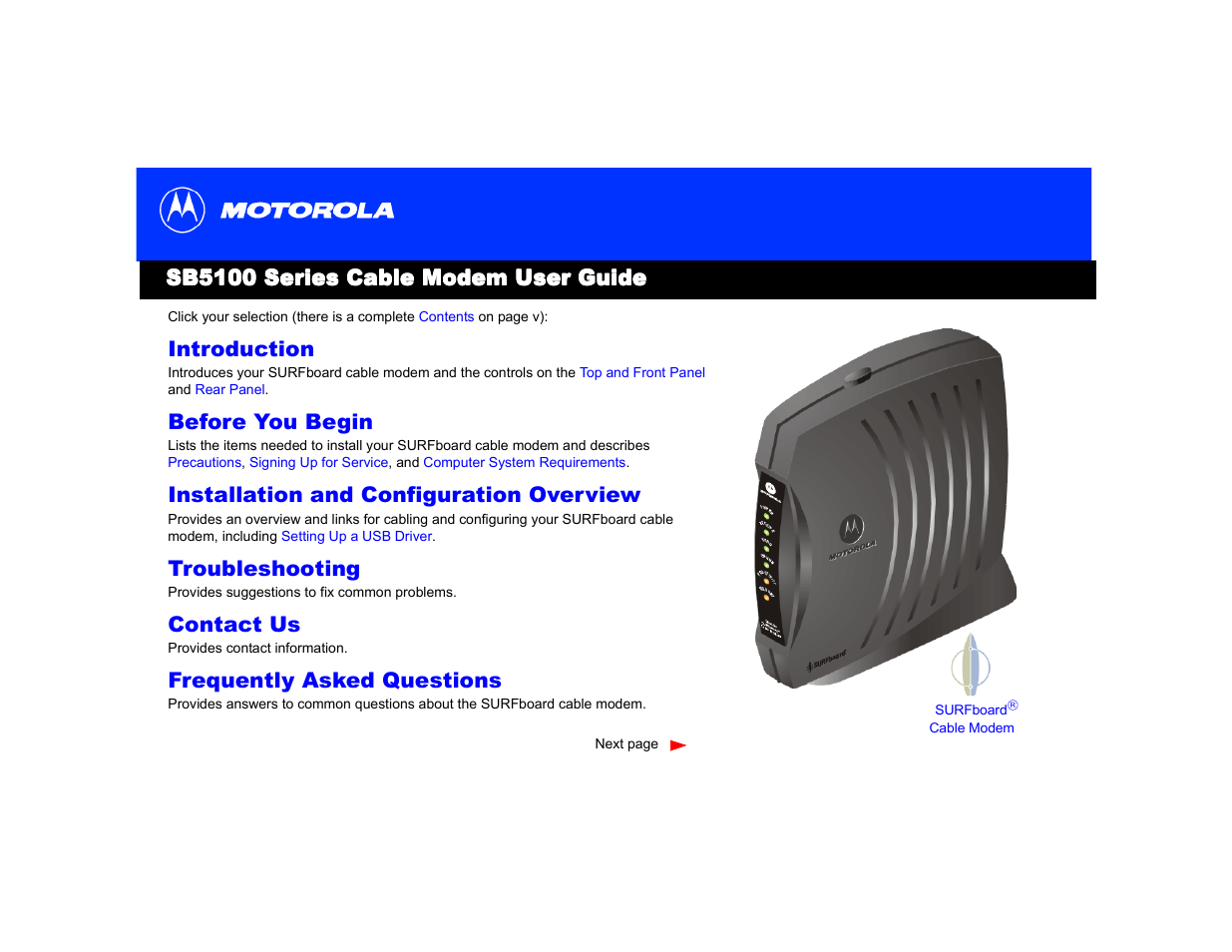 Motorola SB5100 Series User Manual | 72 pages