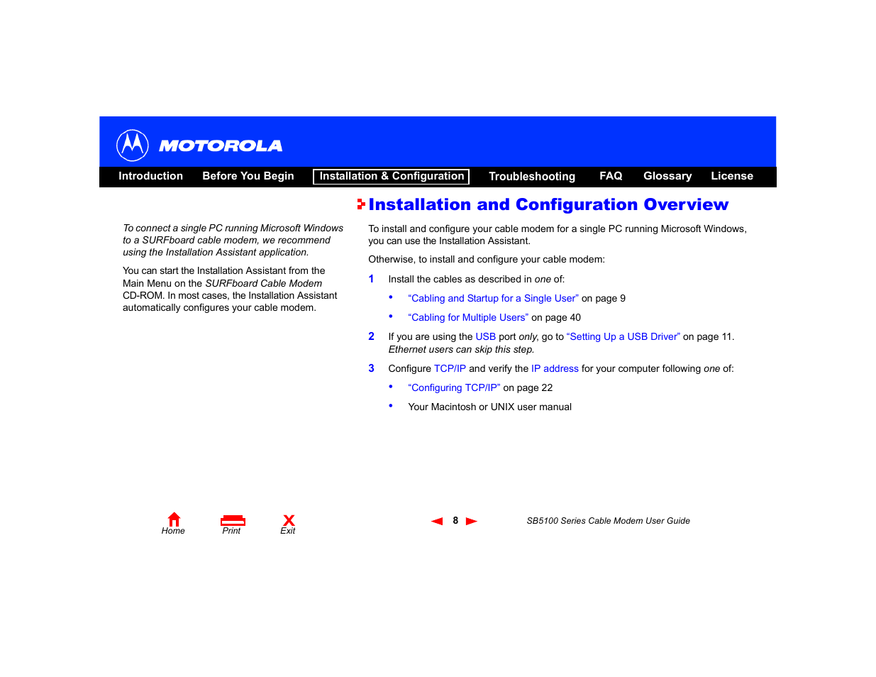 Installation and configuration overview, Installation & configuration | Motorola SB5100 Series User Manual | Page 14 / 72