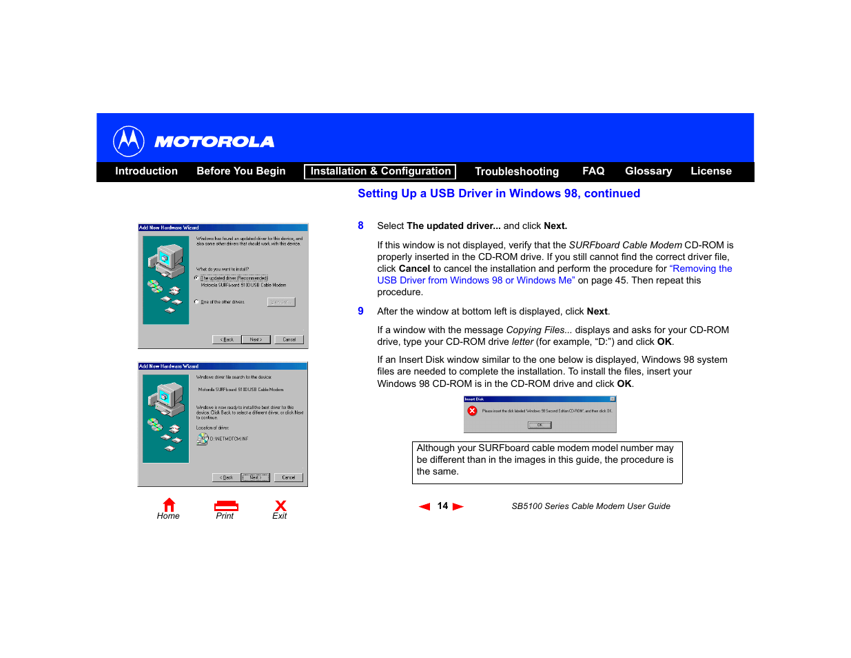 Motorola SB5100 Series User Manual | Page 20 / 72