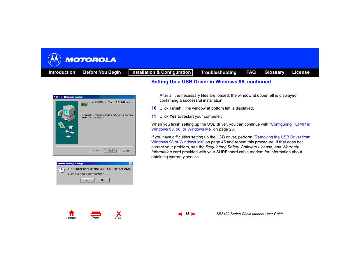 Motorola SB5100 Series User Manual | Page 21 / 72