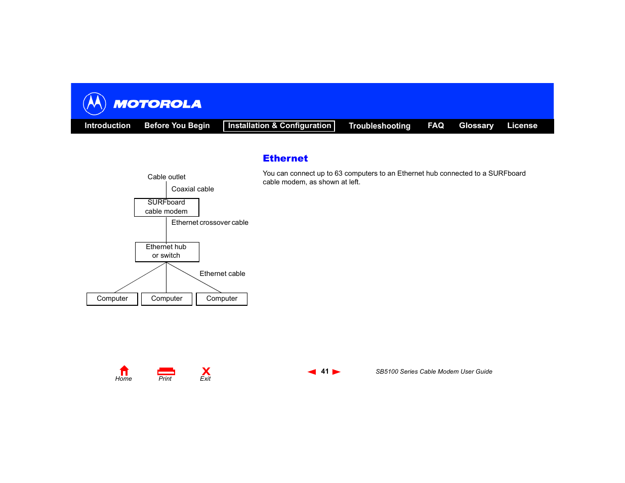 Ethernet | Motorola SB5100 Series User Manual | Page 47 / 72