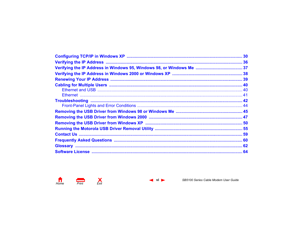 Motorola SB5100 Series User Manual | Page 6 / 72