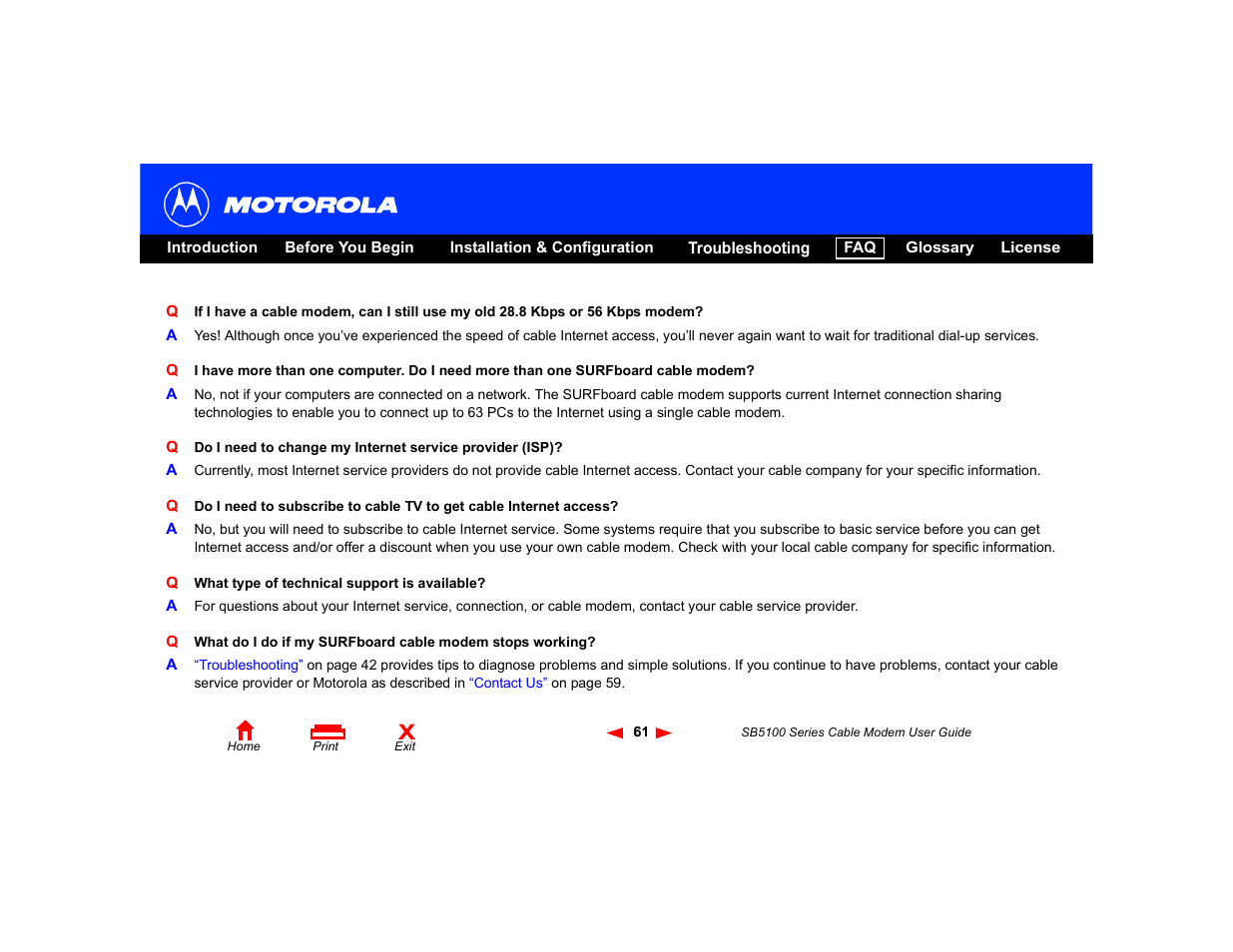 Motorola SB5100 Series User Manual | Page 67 / 72